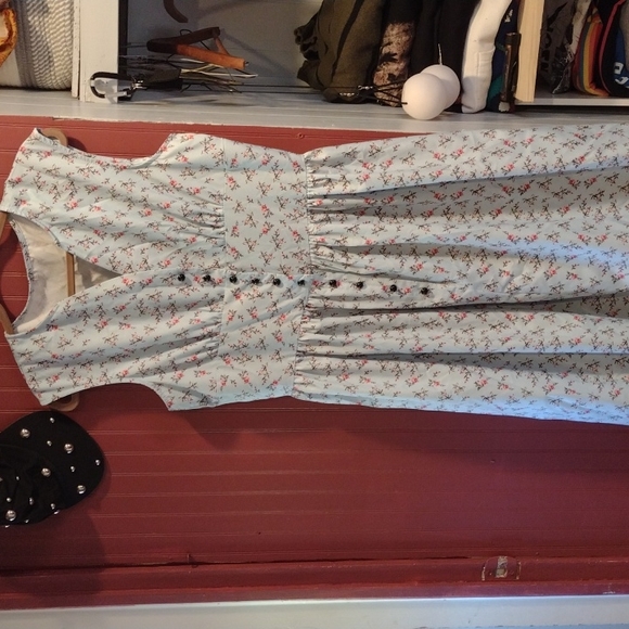 Retro Inspired Ditzy Floral A Line Blue Dress XL - Picture 2 of 6